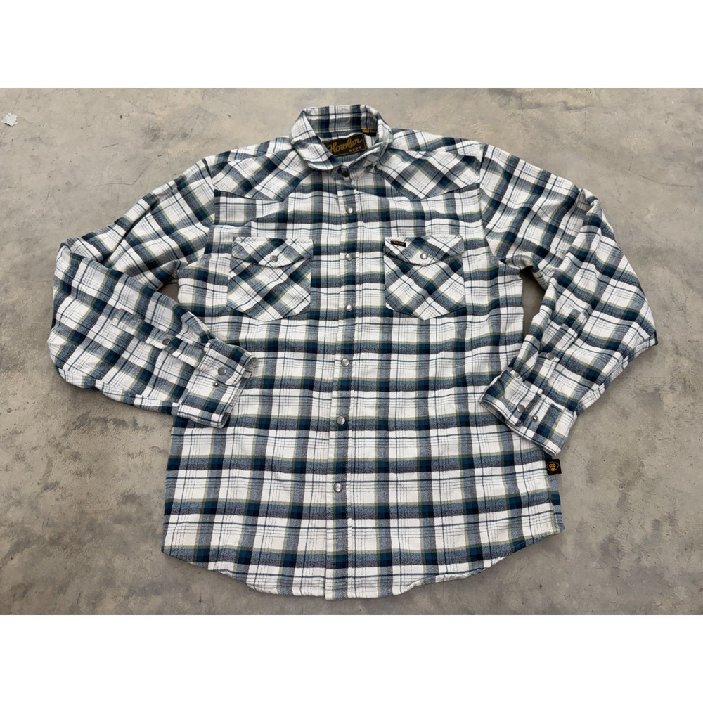 Howler Brothers Flannel Shirt Mens M Blue Plaid Comfort Snap Western Workwear